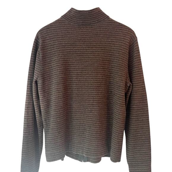 Banana Republic 1/4 Zip Merino Wool Pullover Sweater Mens Large Grey Stripe - Picture 4 of 10